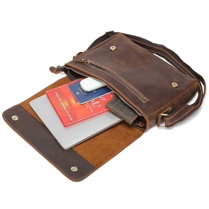 Сумка Vintage Crazy horse Коричневая (14780) изображение 6