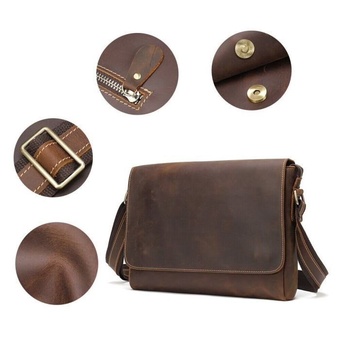 Сумка Vintage Crazy horse Коричневая (14780) изображение 8