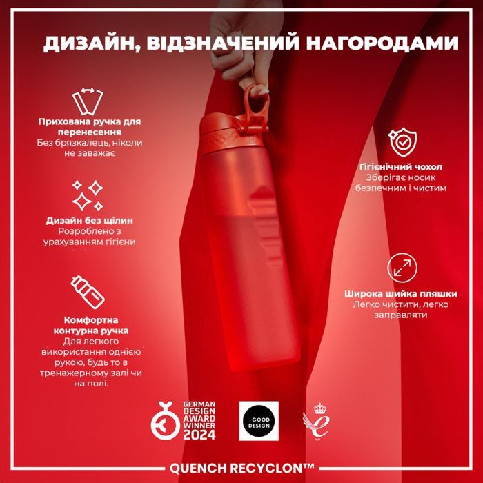 Пляшка для води ION8 OneTouch 1000 мл BPA Free, Rose Quartz (I8RF1000ROS) зображення 4
