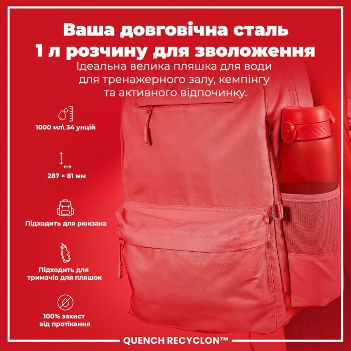 Пляшка для води ION8 OneTouch 1000 мл BPA Free, Rose Quartz (I8RF1000ROS) зображення 5