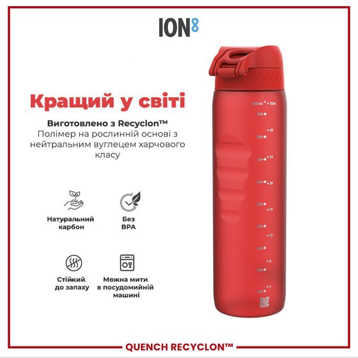 Пляшка для води ION8 OneTouch 1000 мл BPA Free, Rose Quartz (I8RF1000ROS) зображення 6