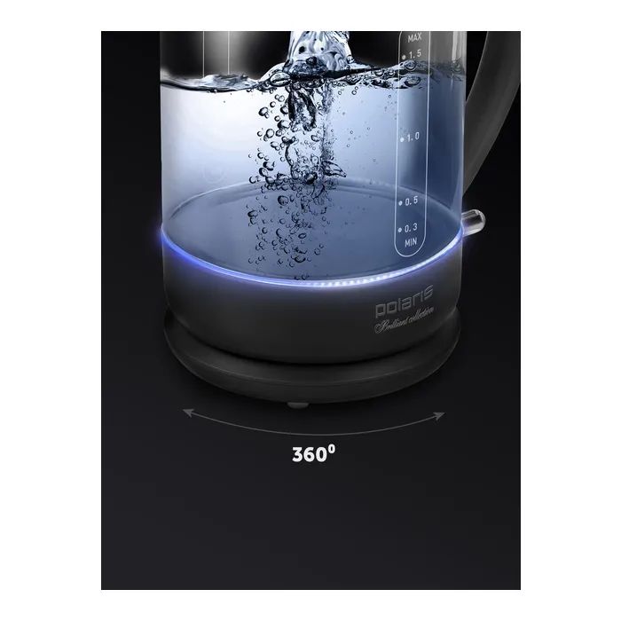 Электрочайник Polaris PWK 17103CGL Water Way Pro Чорний изображение 8