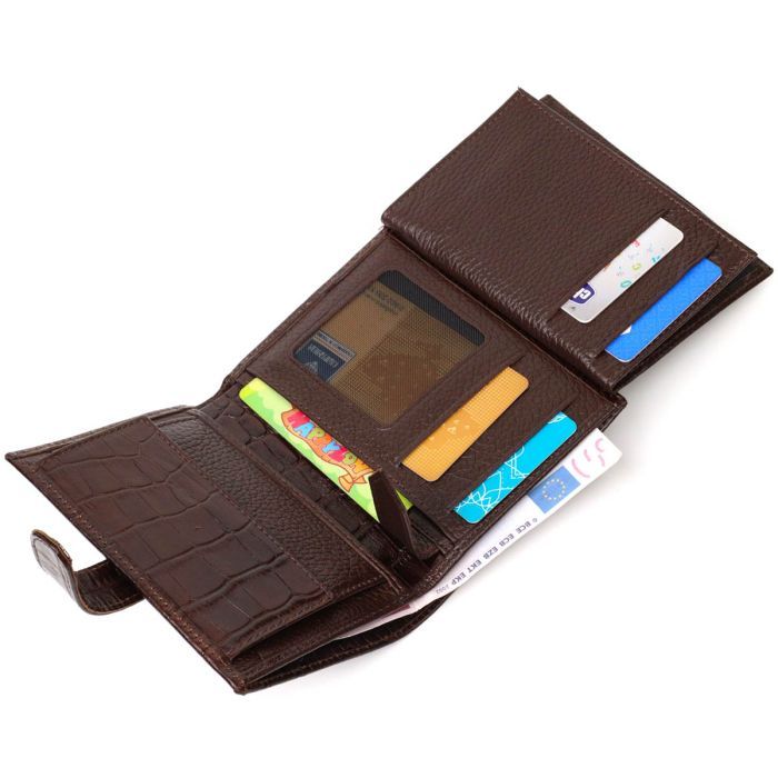 Портмоне Bond Accessories З натуральної шкіри Коричневе (22058) зображення 8