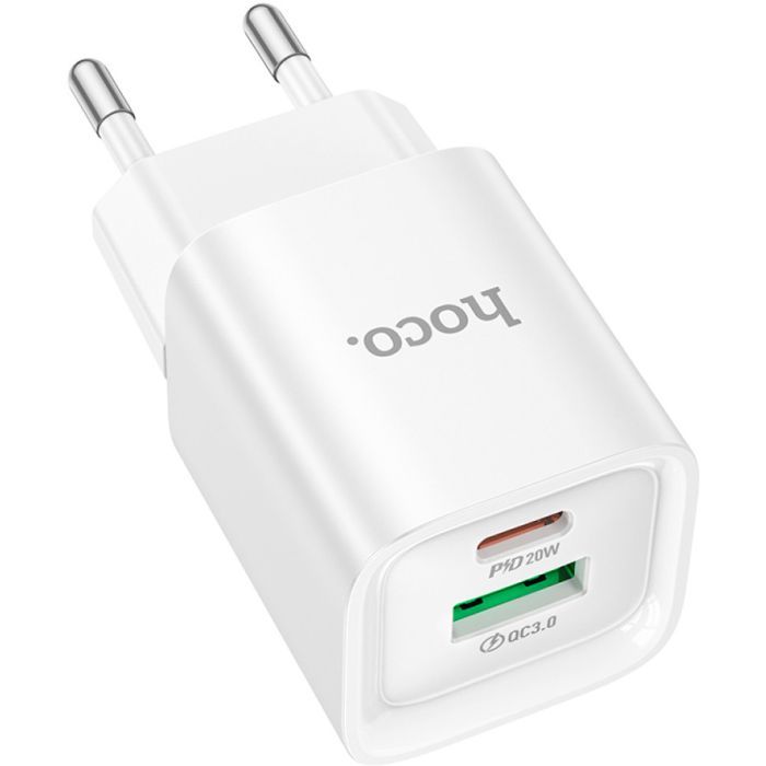 Зарядний пристрій HOCO C147A Charm 1xUSB-C PD20W + 1xUSB QC3.0 White (6942007630276) зображення 2