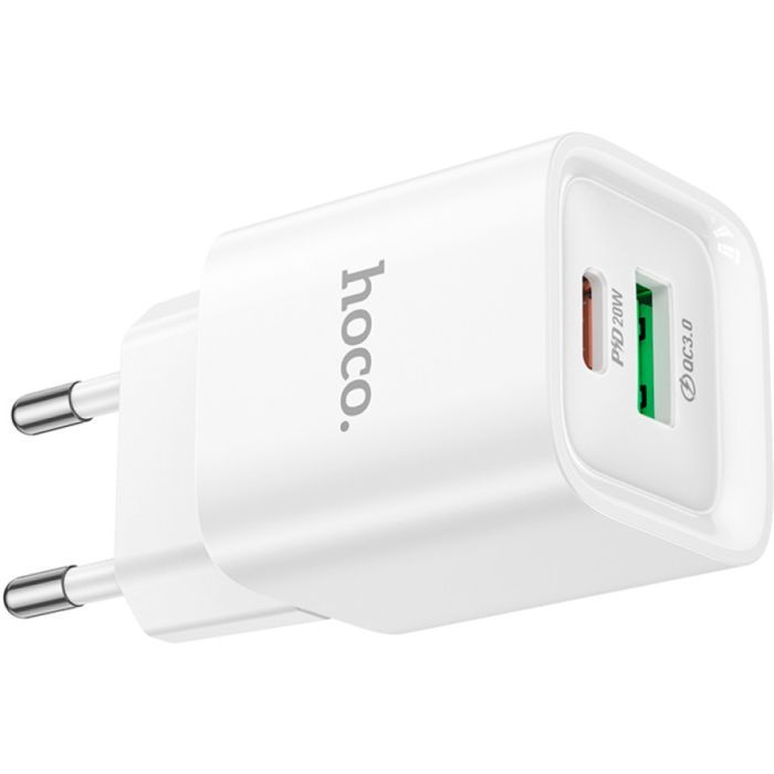 Зарядний пристрій HOCO C147A Charm 1xUSB-C PD20W + 1xUSB QC3.0 White (6942007630276) зображення 5