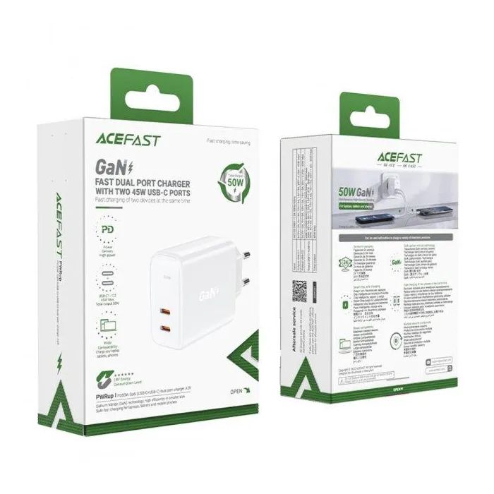 Зарядний пристрій Acefast A29 USB-C PD50W GaN White (6974316281450) зображення 5