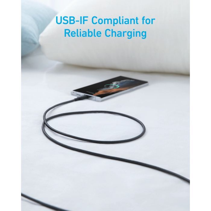 Дата кабель USB 2.0 AM to USB-C 1.8m nylon 322 black Anker (A81H6G11) зображення 3