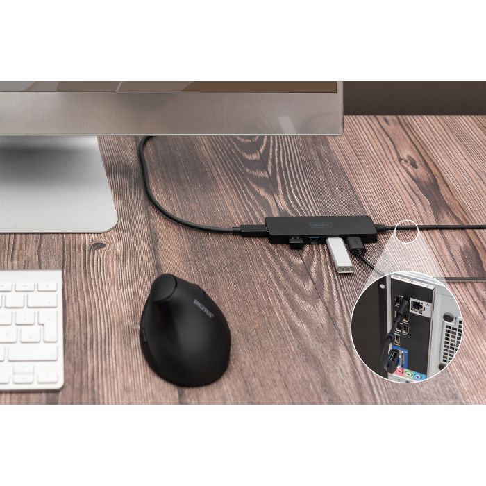 Концентратор Digitus USB-A and USB-C to 4xUSB 1x USB-C 1.2m Black (DA-70236) изображение 2