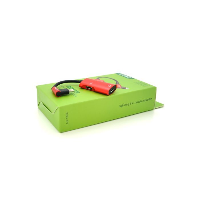Переходник Lightning 4-in-1 Audio Adapter Lightning + 3.5mm red iKAKU (KSC-377)