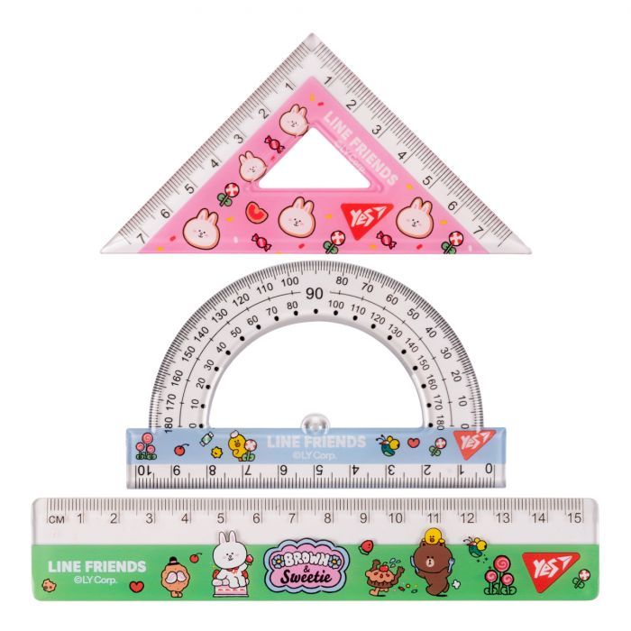 Линейка Yes набор Line friends, линейка 15 см (3 предмета) (370676) изображение 2