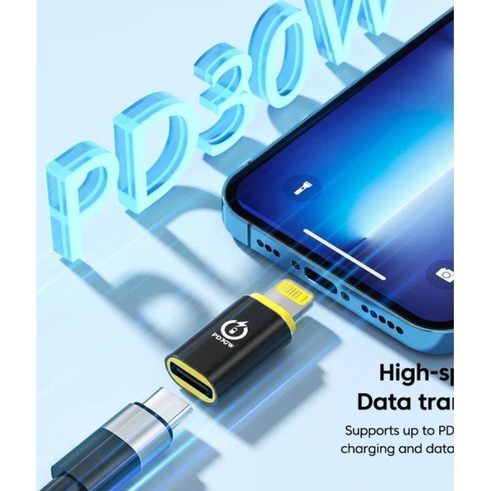 Перехідник USB-C F to Lightning M 30W black XoKo (AC-033) зображення 6