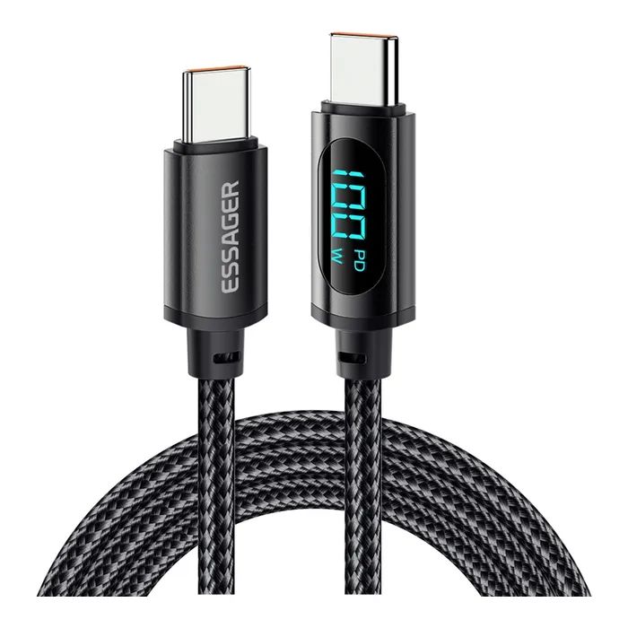 Дата кабель USB-C to USB-C 2.0m 100W LED black Essager (EXCTT1-XYA01-P)