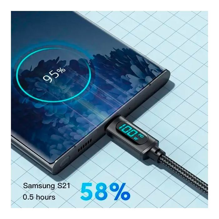 Дата кабель USB-C to USB-C 2.0m 100W LED black Essager (EXCTT1-XYA01-P) зображення 5