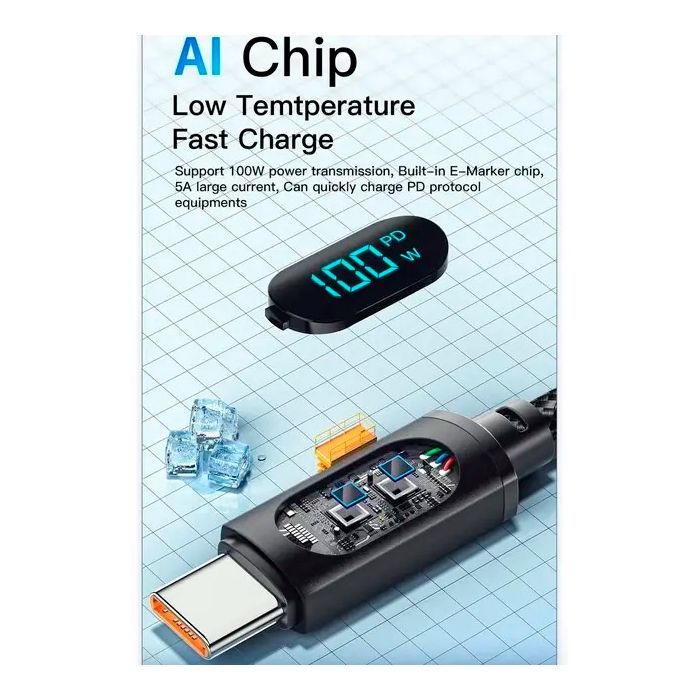 Дата кабель USB-C to USB-C 2.0m 100W LED black Essager (EXCTT1-XYA01-P) зображення 8