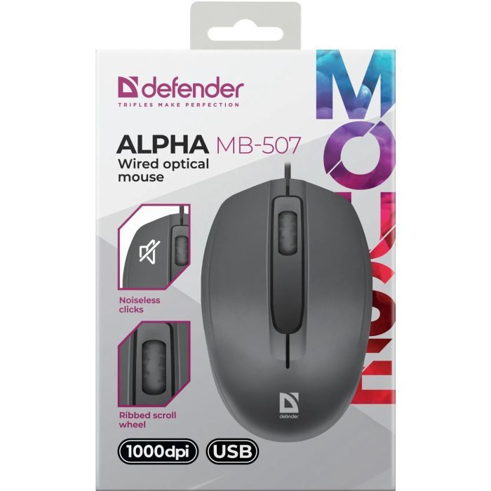Мишка Defender Alpha MB-507 USB Black (52507) зображення 3 Мишка Defender Alpha MB-507 USB Black (52507) зображення 3