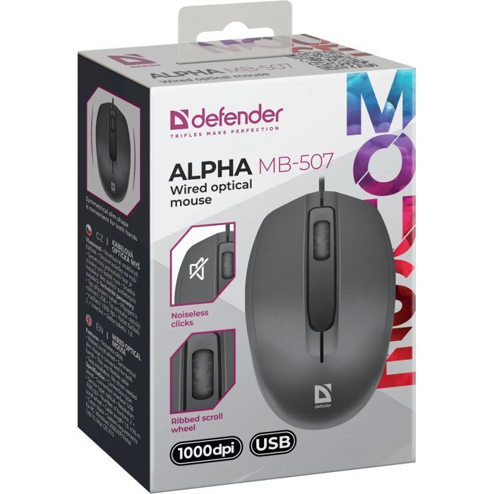 Мишка Defender Alpha MB-507 USB Black (52507) зображення 5 Мишка Defender Alpha MB-507 USB Black (52507) зображення 5