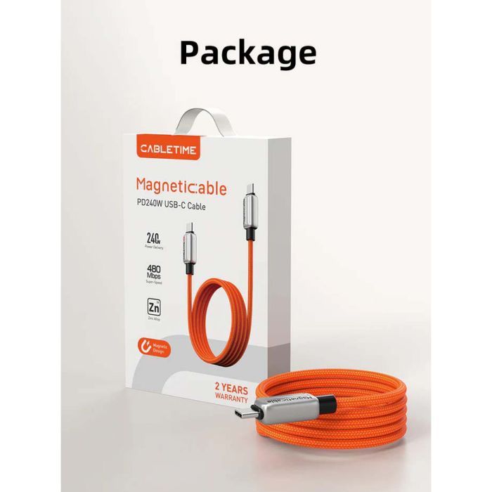 Дата кабель USB-C to USB-C 2.0m PD240W magnetic Cabletime (CA915729) зображення 9