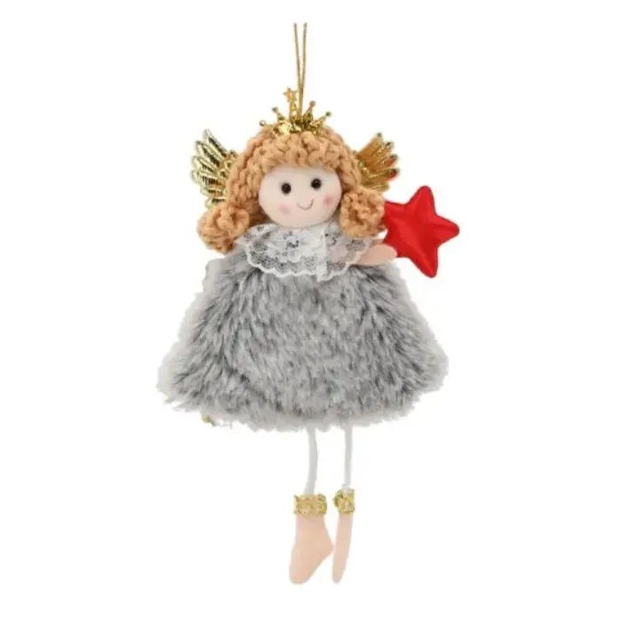 Елочная игрушка Chomik Фея хутро 8х16 см, сіра (5900779900554_2) изображение 2