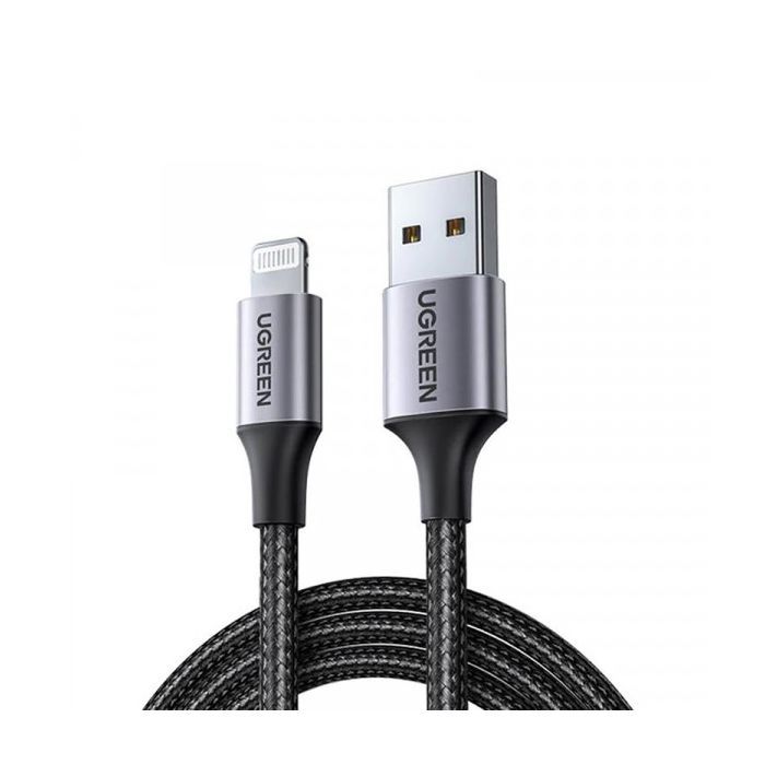Дата кабель USB 2.0 AM to Lightning 1.0m 2.4A US199 black UGREEN (60156)
