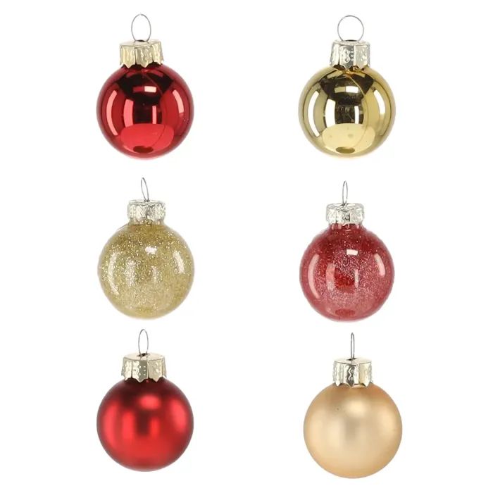 Ялинкова іграшка Chomik скляні кульки 11 шт, 3 см, червоні, золото (5900779882188) зображення 2