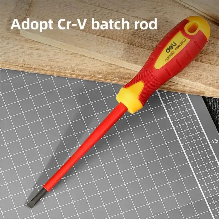 Отвертка Deli изолированная шлицовая 4,0 x 100 мм (EDL5141001) изображение 3