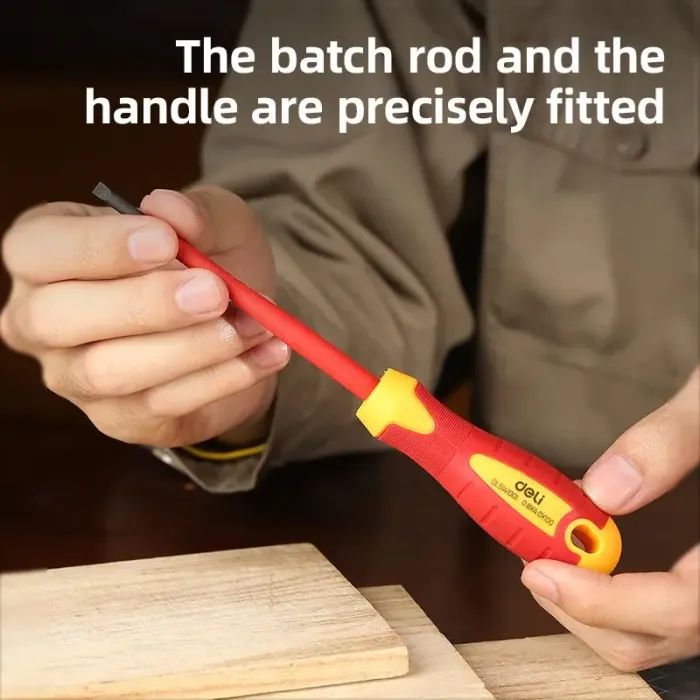 Отвертка Deli изолированная шлицовая 4,0 x 100 мм (EDL5141001) изображение 5