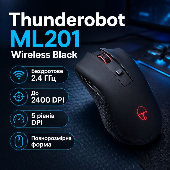 Мишка Thunderobot ML201 Wireless Black (6970796744546) зображення 2