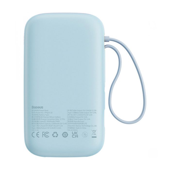 Батарея універсальна Baseus Qpow2 20000mAh 22.5W PD, QC/3.0 Blue (P10055002313-00) зображення 3