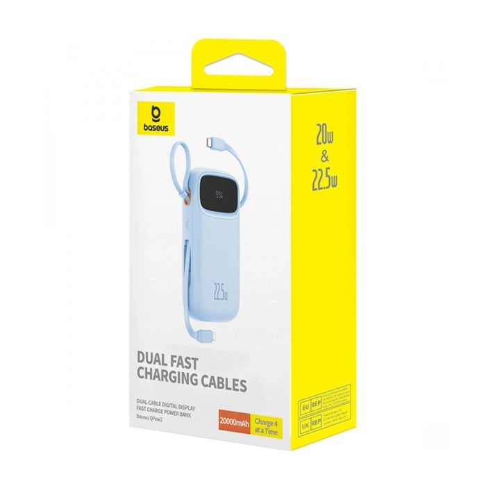 Батарея універсальна Baseus Qpow2 20000mAh 22.5W PD, QC/3.0 Blue (P10055002313-00) зображення 6