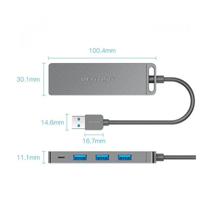 Концентратор VENTION USB 3.0 to 4xUSB 3.0 black (CHLBB-SCB) зображення 2