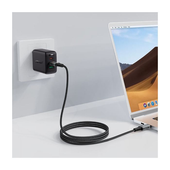 Дата кабель USB-C to USB-C 1.0m USB 4.0 240W audio/video black-grey Acefast (6974316282631) изображение 4