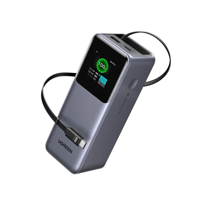 Батарея универсальная Ugreen 20000mAh 165W with Retractable Cable (PB726 55987B) изображение 2