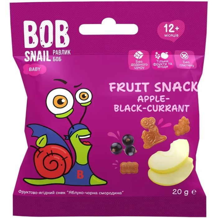 Дитячі снеки Bob Snail фруктові яблуко-чорна смородина 40 г (1740861)