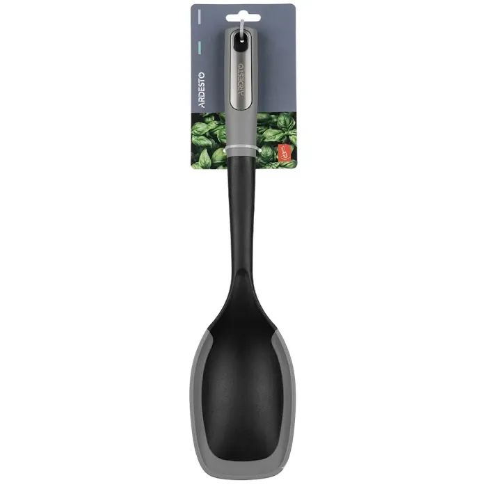 Ложка кухарська ARDESTO Gemini, 34см, пластик, силікон, сіро-чорний (AR2125G)