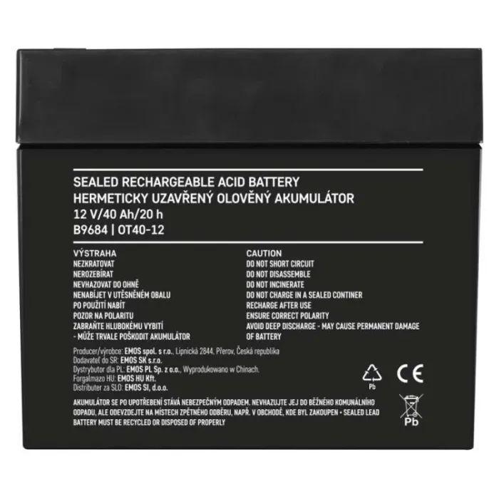 Батарея к ИБП EMOS 12V 40Ah (B9684) изображение 5