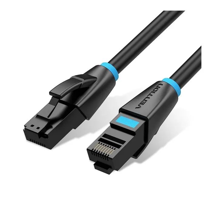 Патч-корд 10м, UTP cat 6 RJ-45 flat black Vention (IBJBL)