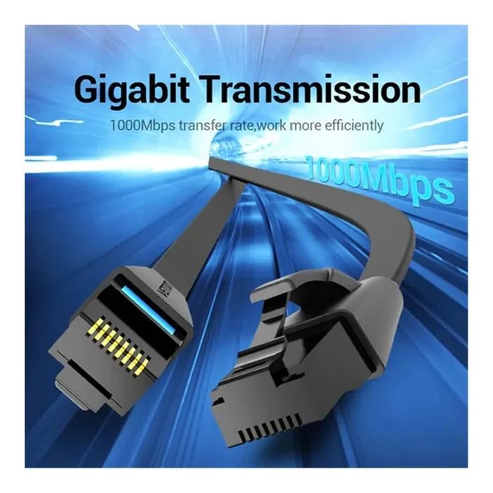 Патч-корд 10м, UTP cat 6 RJ-45 flat black Vention (IBJBL) изображение 3