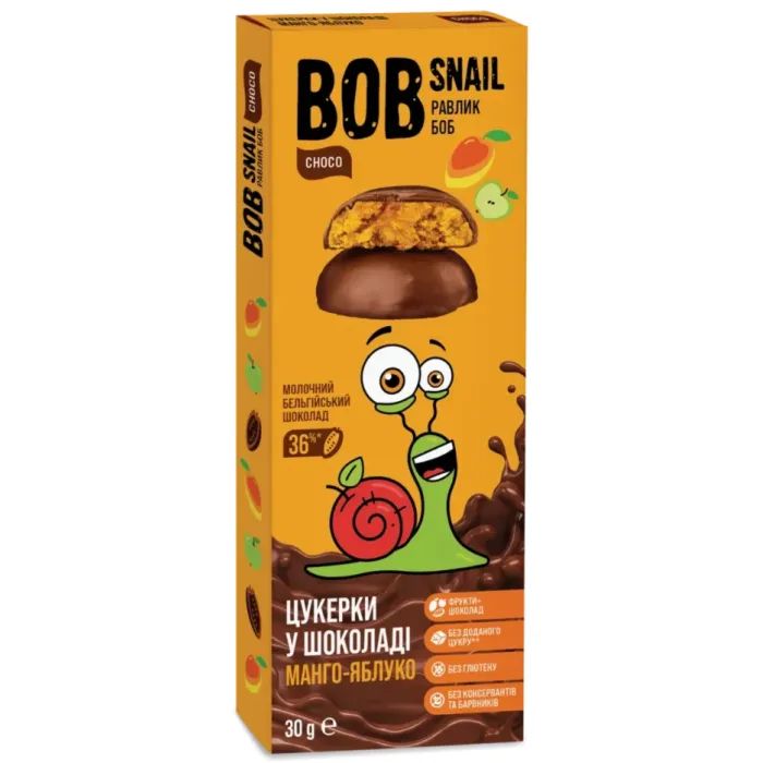 Конфета Bob Snail Мангово-яблочные в молочном шоколаде 30 г (1740499)