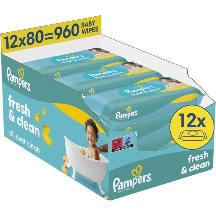 Детские влажные салфетки Pampers Fresh Clean 80 шт х 12 пачок (960 шт) (8006530134552)