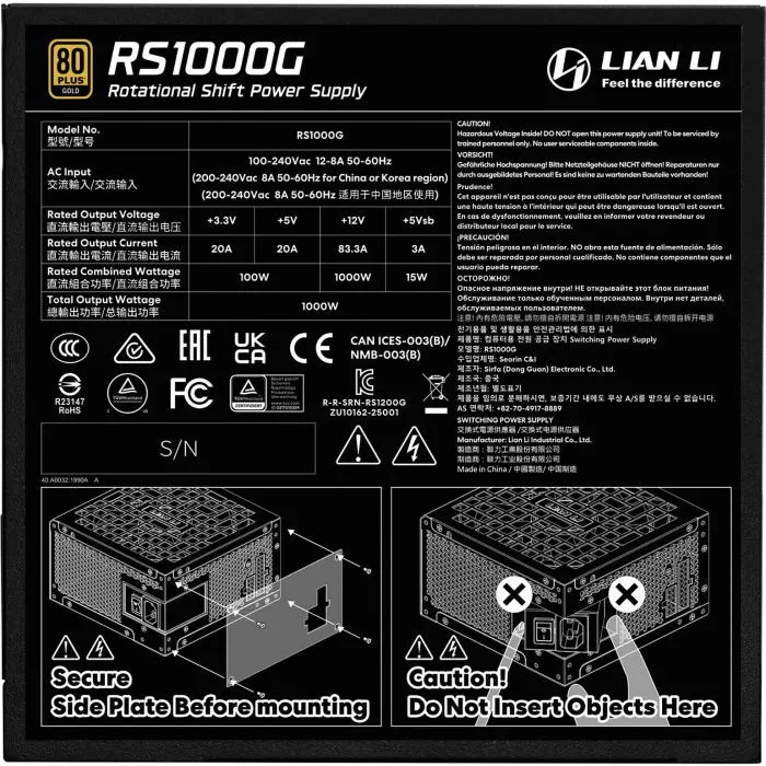 Блок живлення Lian Li 1000W (G9P.RS1000G.BH00.EU) зображення 7