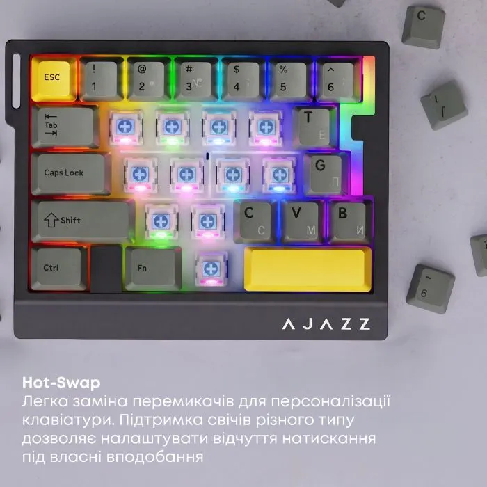 Клавиатура Ajazz AK029 Ice Island Magnetic Switch USB UA White/Blue (AK029-I-WB) изображение 14
