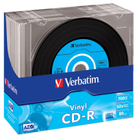 Фото - Оптичний диск Verbatim Диск CD  CD-R 700Mb 52x Slim case Vinyl AZO  43426 (43426)