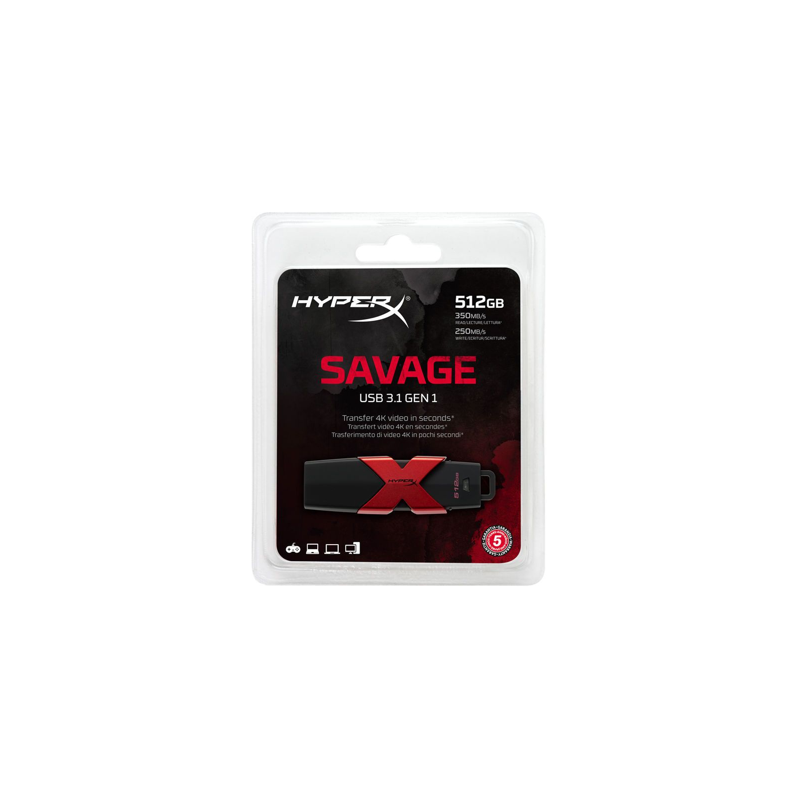 USB флеш накопичувач Kingston 512GB HyperX Savage USB 3.1 (HXS3/512GB) зображення 7