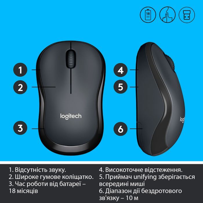 Мышка Logitech M220 Silent Grey (910-004878) изображение 6