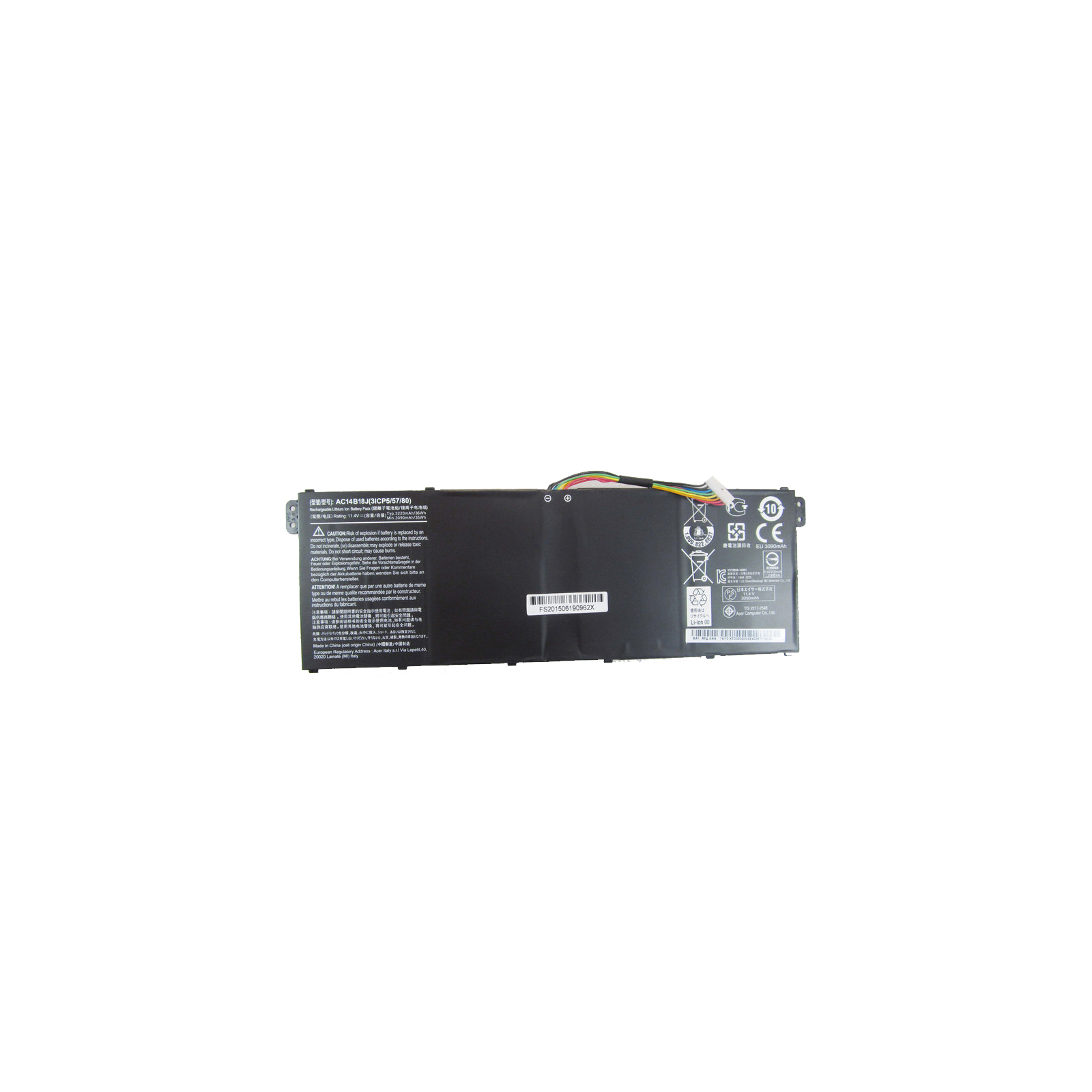 Аккумулятор для ноутбука Acer Acer AC14B18J 3220mAh (36Wh) 3cell 11.4V Li-ion (A47009)