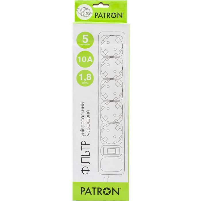 Сетевой фильтр питания Patron 1.8 m3*1mm2 (SP-1052) 5 розеток BLACK (EXT-PN-SP-1052) изображение 2