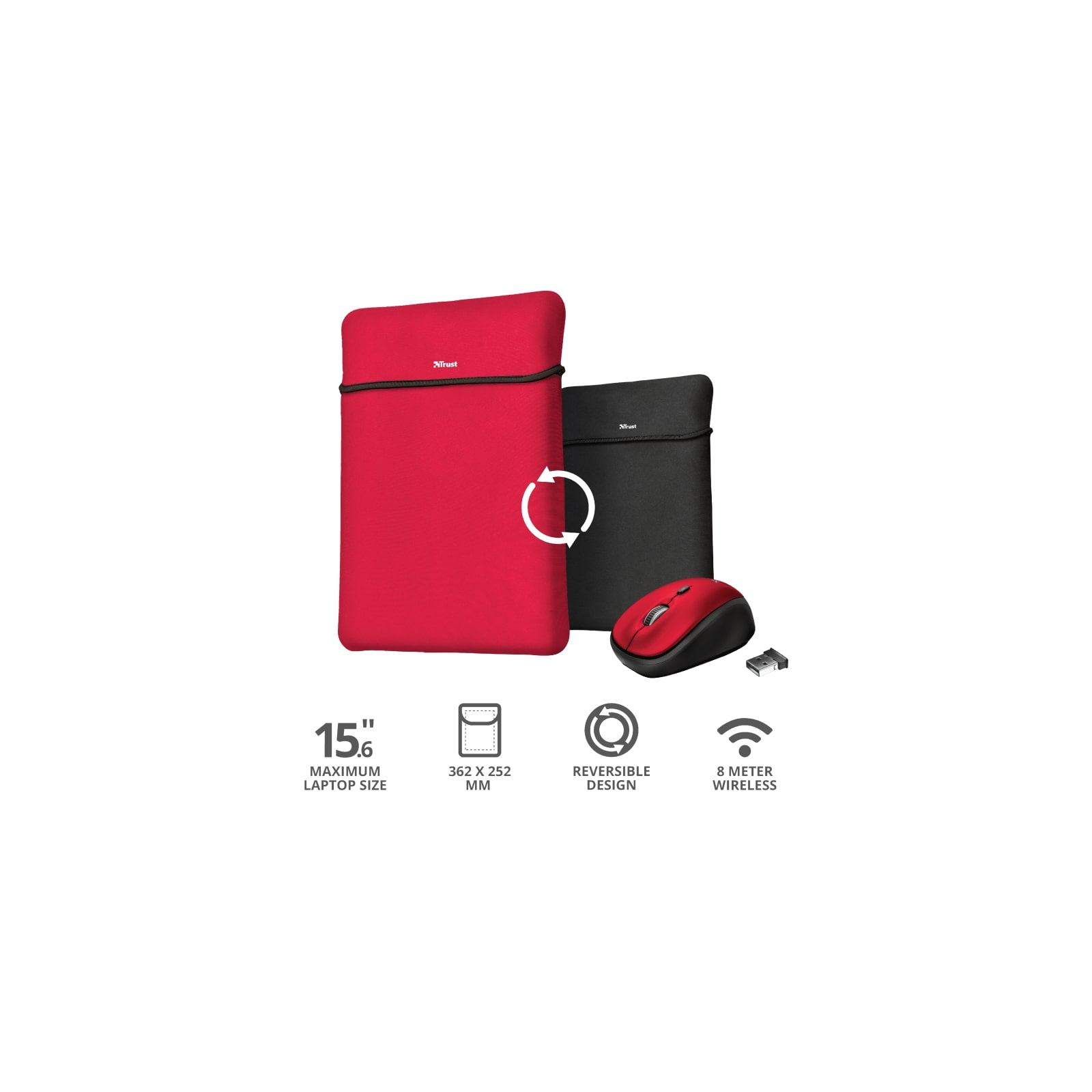 Чехол для ноутбука Trust 15.6" Yvo Mouse & Sleeve Red + mouse (23455) изображение 11