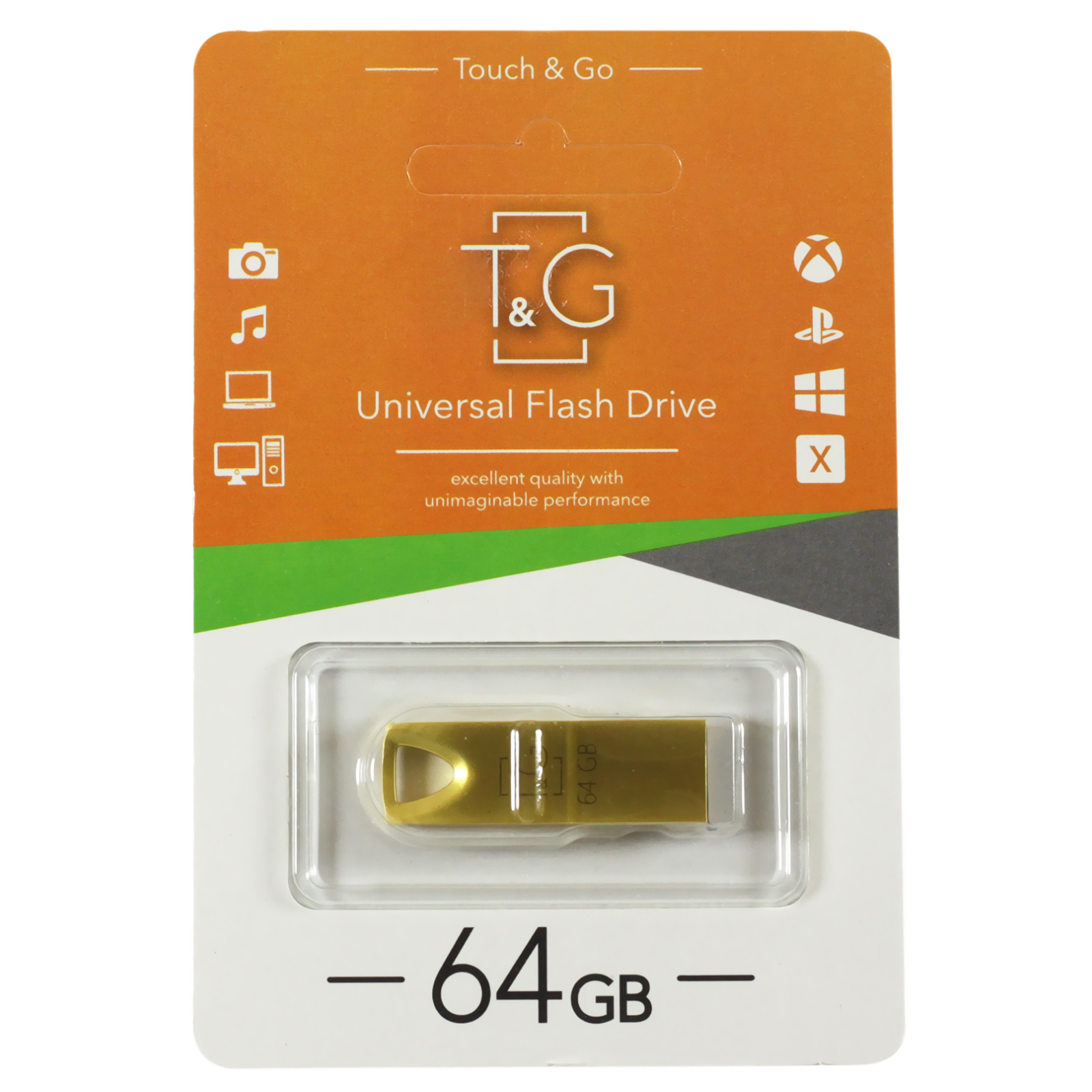 USB флеш накопитель T&G 64GB 117 Metal Series Gold USB 2.0 (TG117GD-64G)