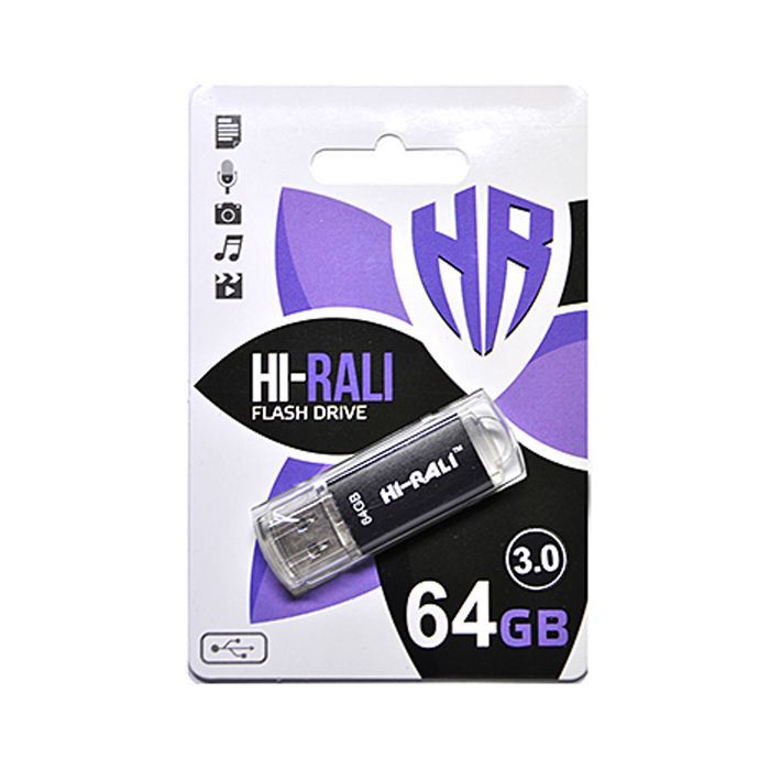 USB флеш накопичувач Hi-Rali 64GB Rocket Series Black USB 3.0 (HI-64GB3VCBK)
