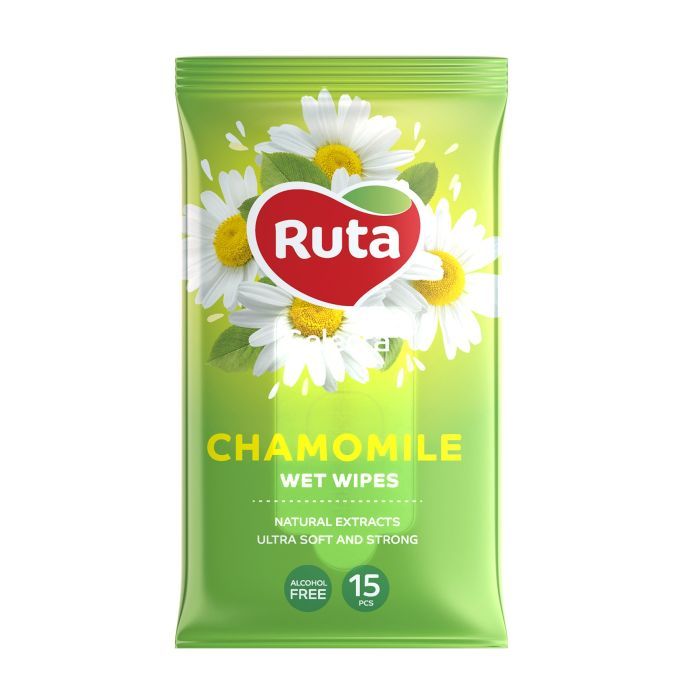 Влажные салфетки Ruta Selecta Chamomile с экстрактом ромашки 15 шт. (4820202892410)
